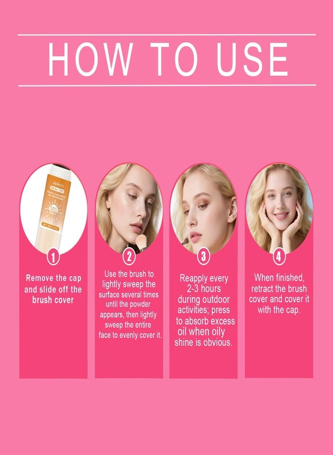 Lyjinbc Mineral Sunscreen Setting Powder, SPF 50 Transparent Brush Powder, Long-Lasting,Lightweight Breathable, Oil Control Natural Matte, Suitable for Face, Scalp & Hair - Image 4